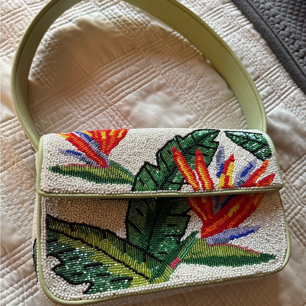 STAUD Tommy Beaded Bag in Birds of Paradise Beaded Shoulder Bag - Picture 3 of 5
